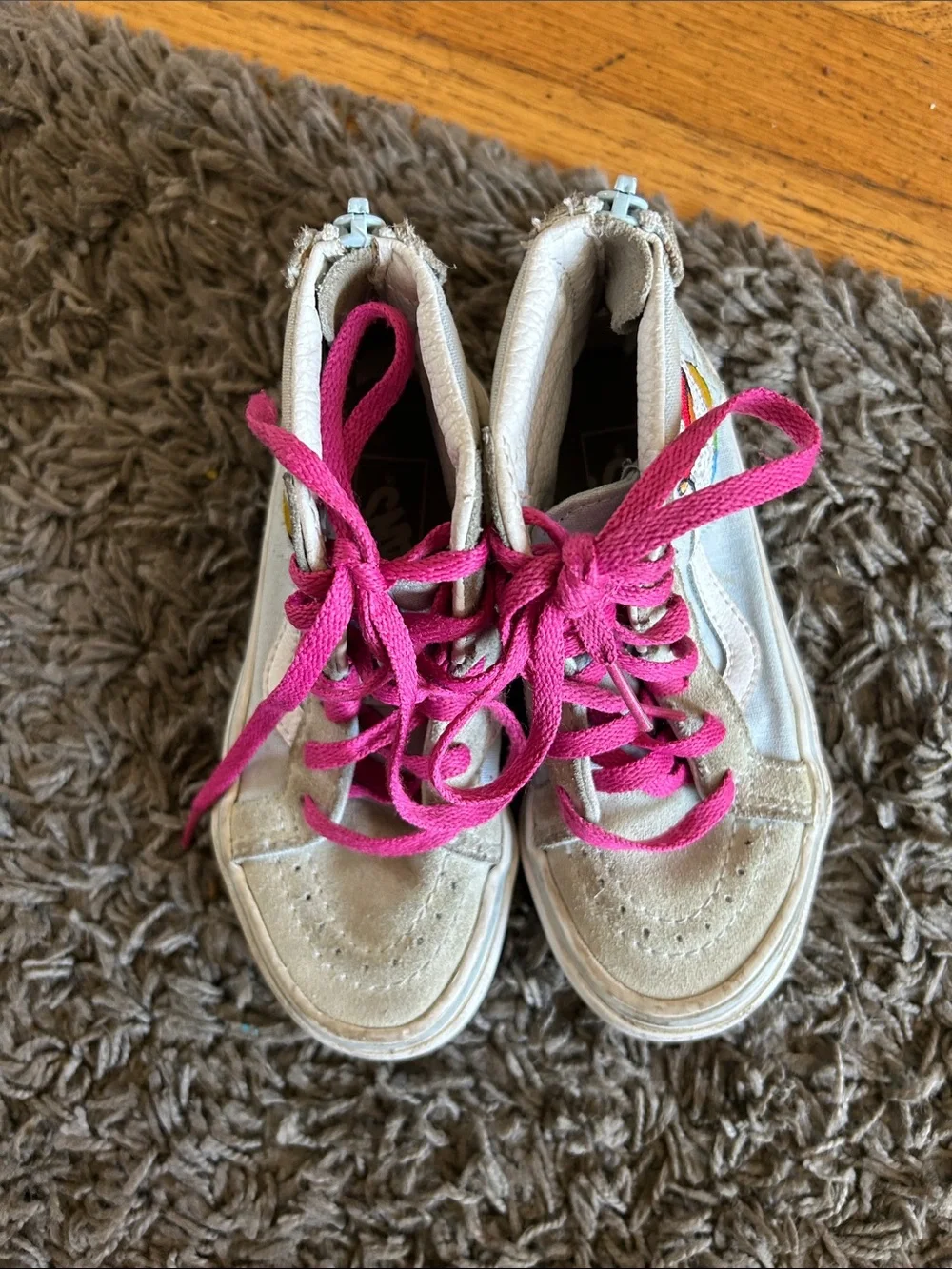 Vans Kids Toddler Sk8-Hi Zip Sneakers Colorful Sequin Unicorn Patch Size 10.5